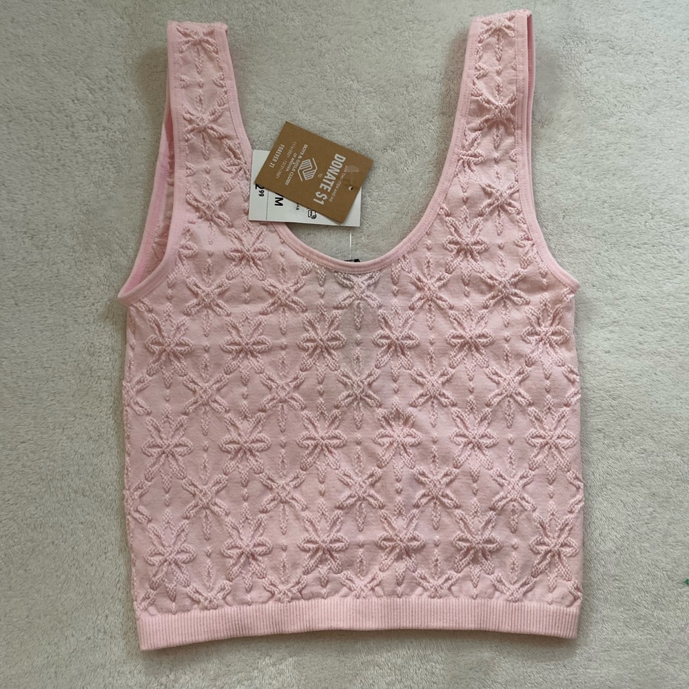 Women’s Summer Pink Floral Embroidered Tank Top